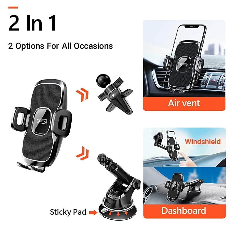 Ultra-Durable] Cell Phone Holder for Car, Universal Car Phone Mount Dashboard Windshield Vent Compatible with iPhone 12 11 Pro Max XS X XR 8 SE, Samsung Galaxy S20+Ultra S10 Note 10 Plus &All
