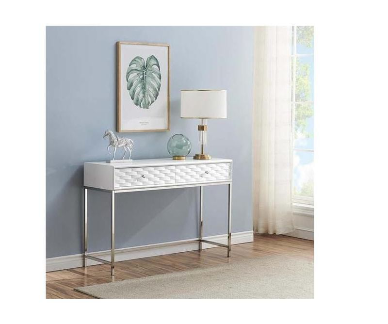 Valeri Modern Flared Glass Top Sofa Table Satin Plated - HOMES: Inside + Out