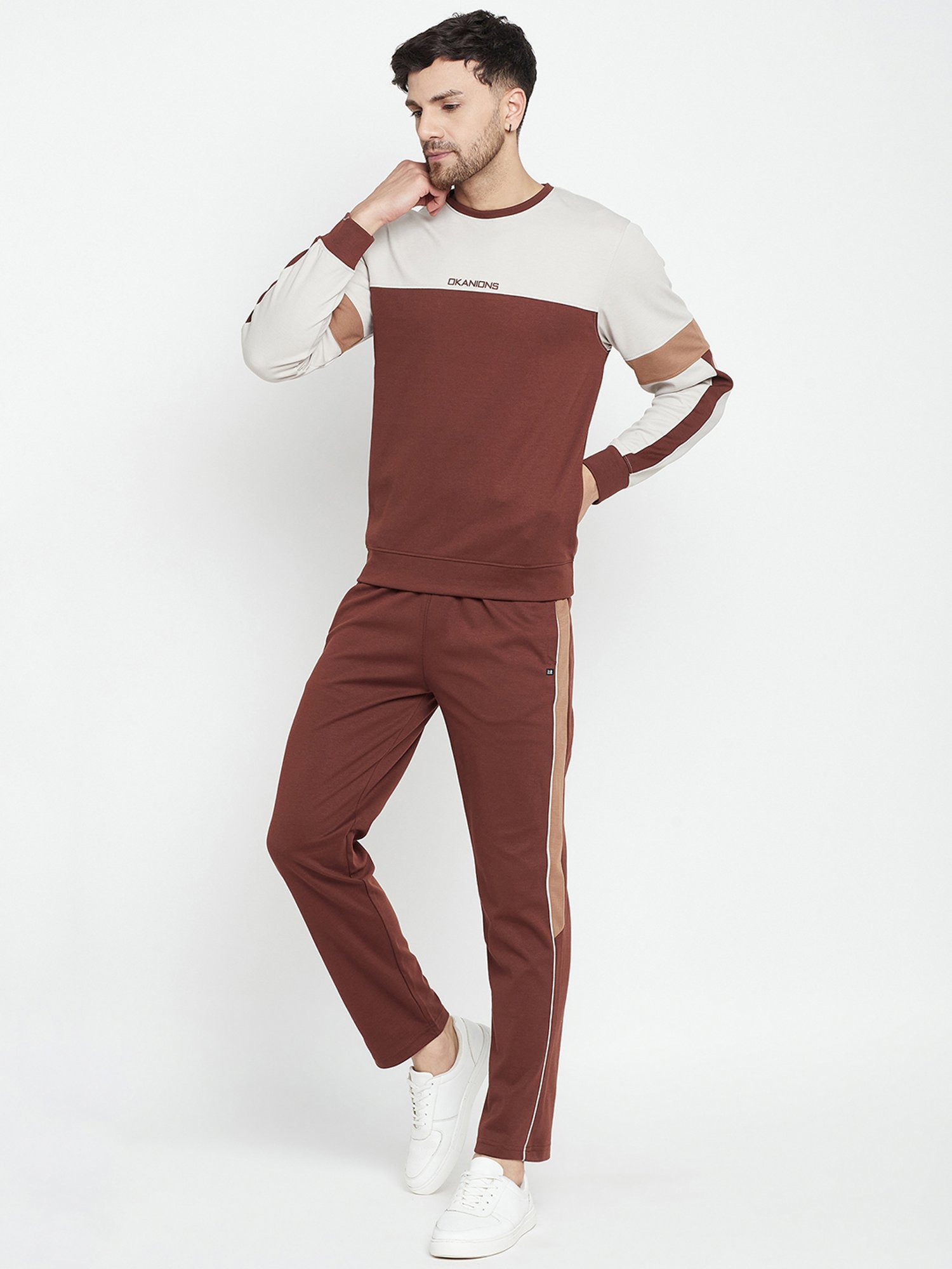 Okane Coffee Regular Fit Sweatshirt & Trackpants Set