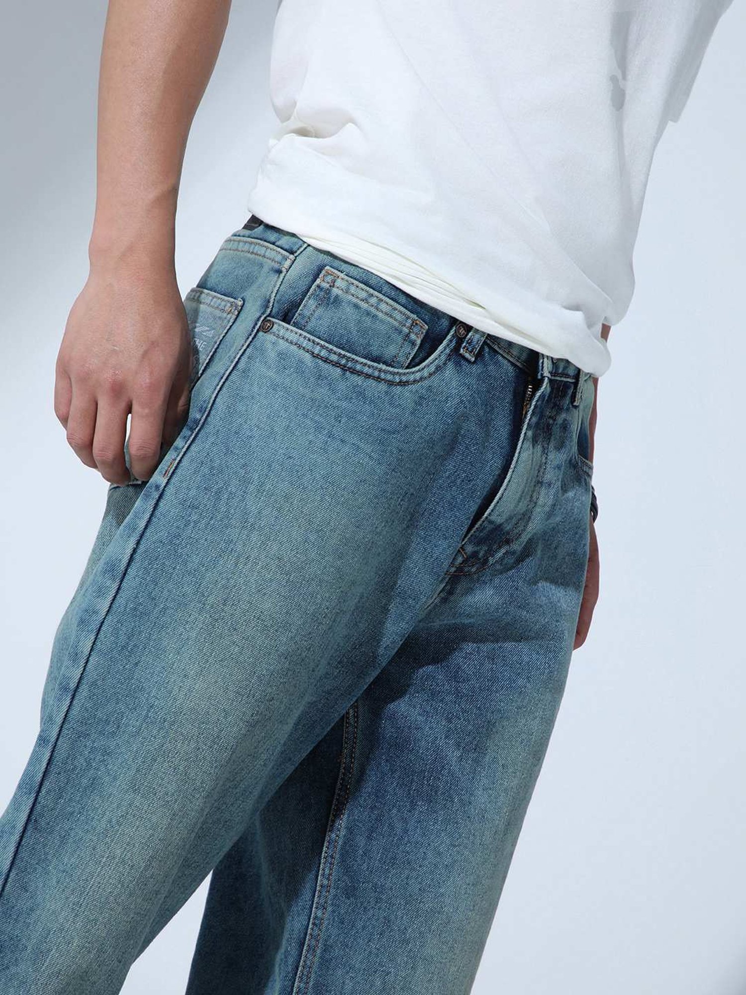 Hubberholme Blue Cotton Straight Fit Jeans