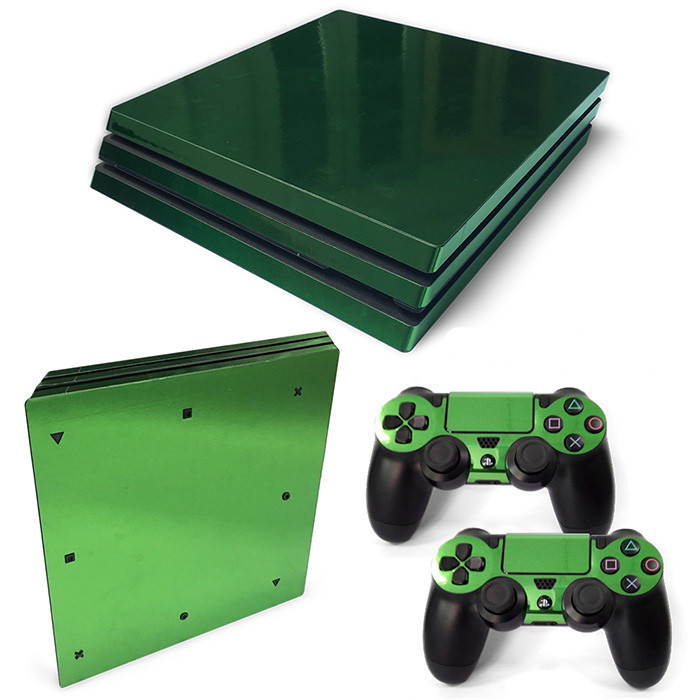 WPS Protecive Vinyl Decal Skin/stickers Wrap Cover For PS4 Pro Console and DualShock 4 Controller Glossy Green Skin Set - PlayStation 4 pro