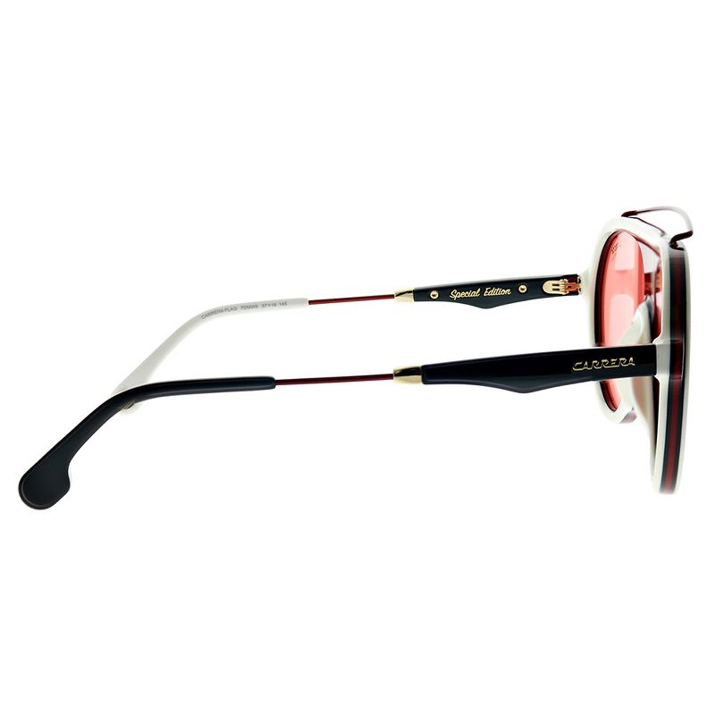 Carrera Flag 7DM W9 Unisex Aviator Polarized Sunglasses White Red 57mm