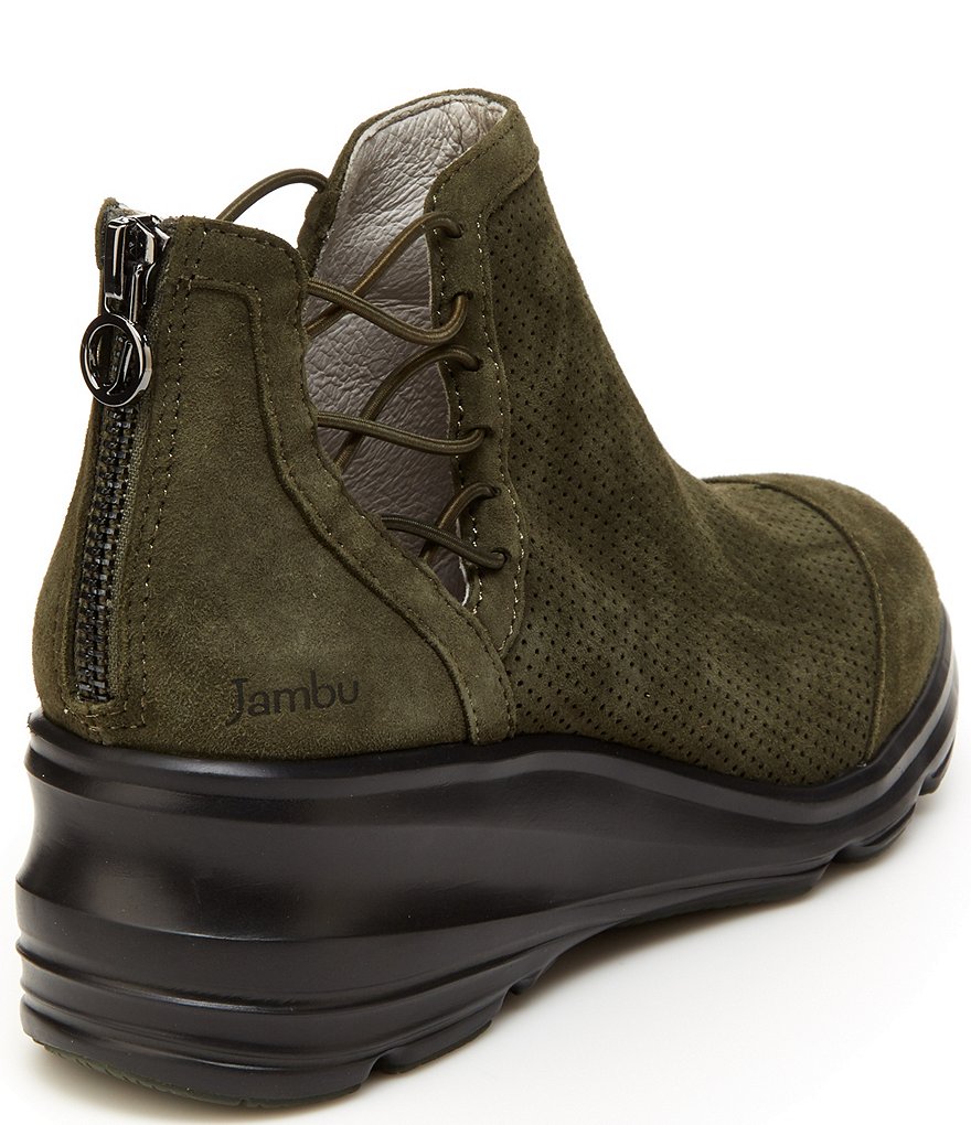 Jambu Naomi Lace-Up Side Detail Suede Wedge Booties