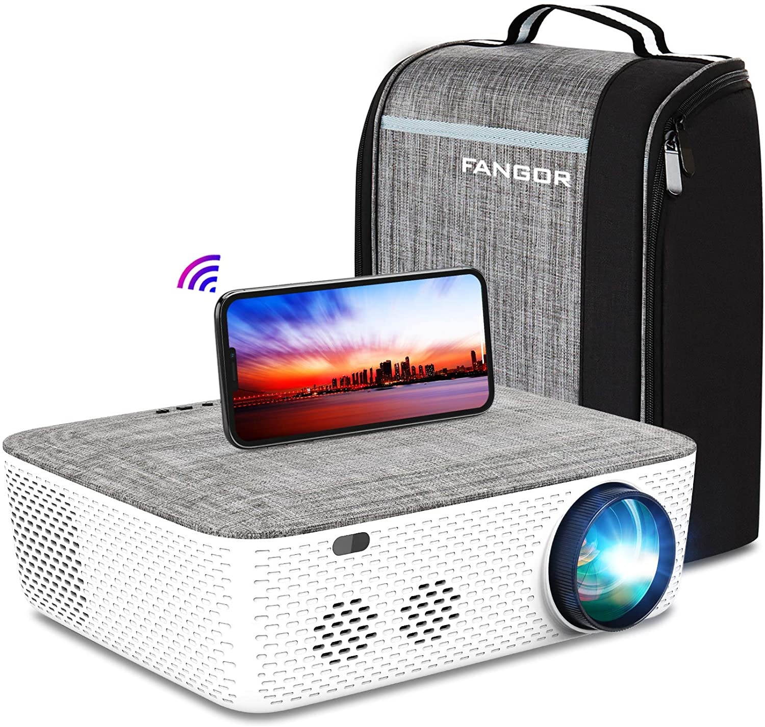 FANGOR 701 WiFi Projector Native 1080P, Bluetooth/Full Sealed Design/Digital Keystone/300&rdquo; Display/50%Zoom 8500L Movie Projector Support 4K, for phone/PC/XBox/PS4/TV Stick