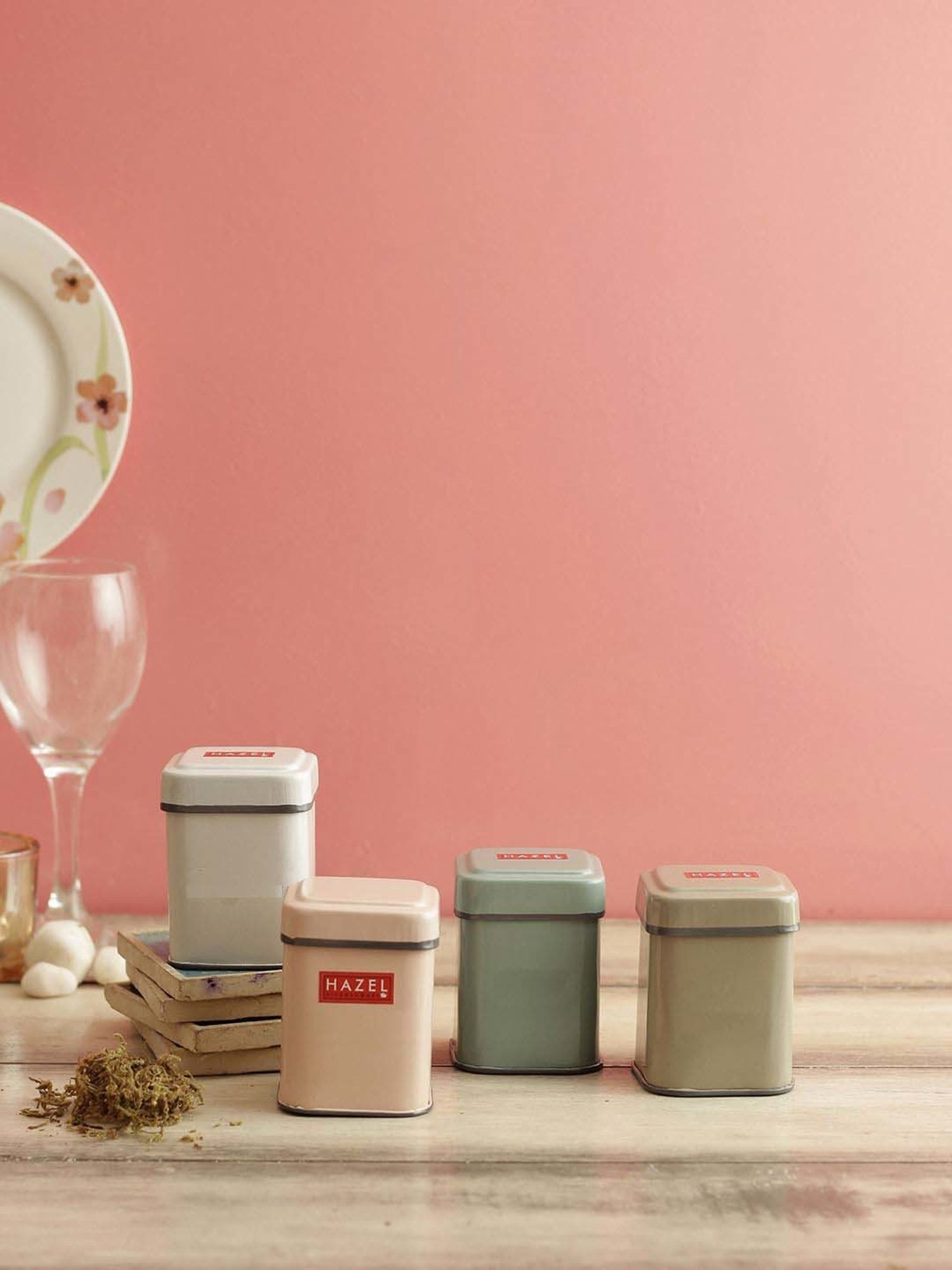 HAZEL Multicolor Iron Square Jar Storage Container (0.265 L) - Set of 4