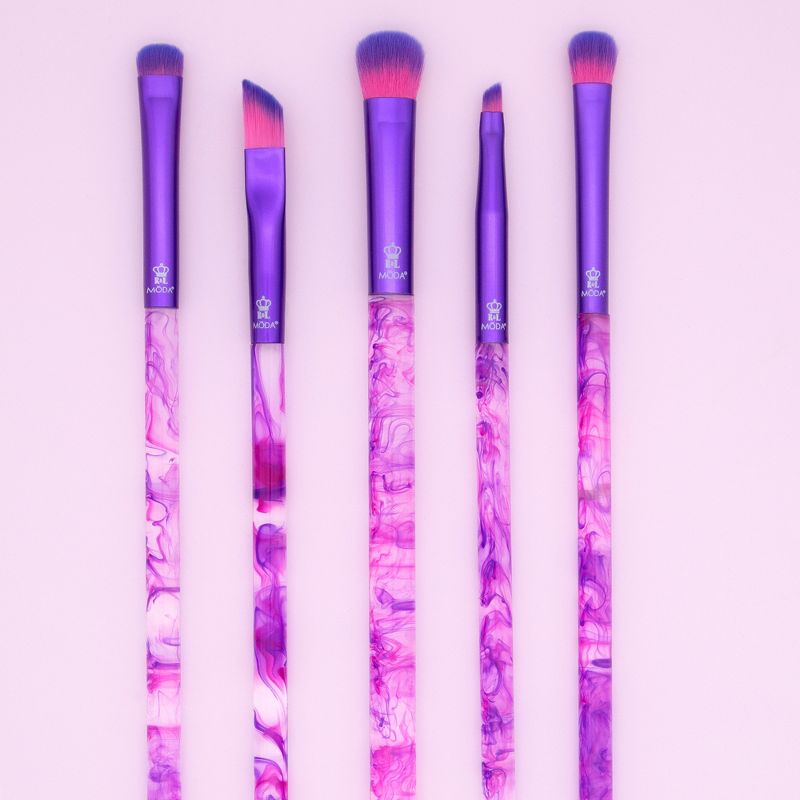 MODA Brush Purple Smoke Show 5pc Eye Makeup Brush Set, Includes - Domed Shadow, SM Shader, Triad Eye, and Angle Liner Brushes