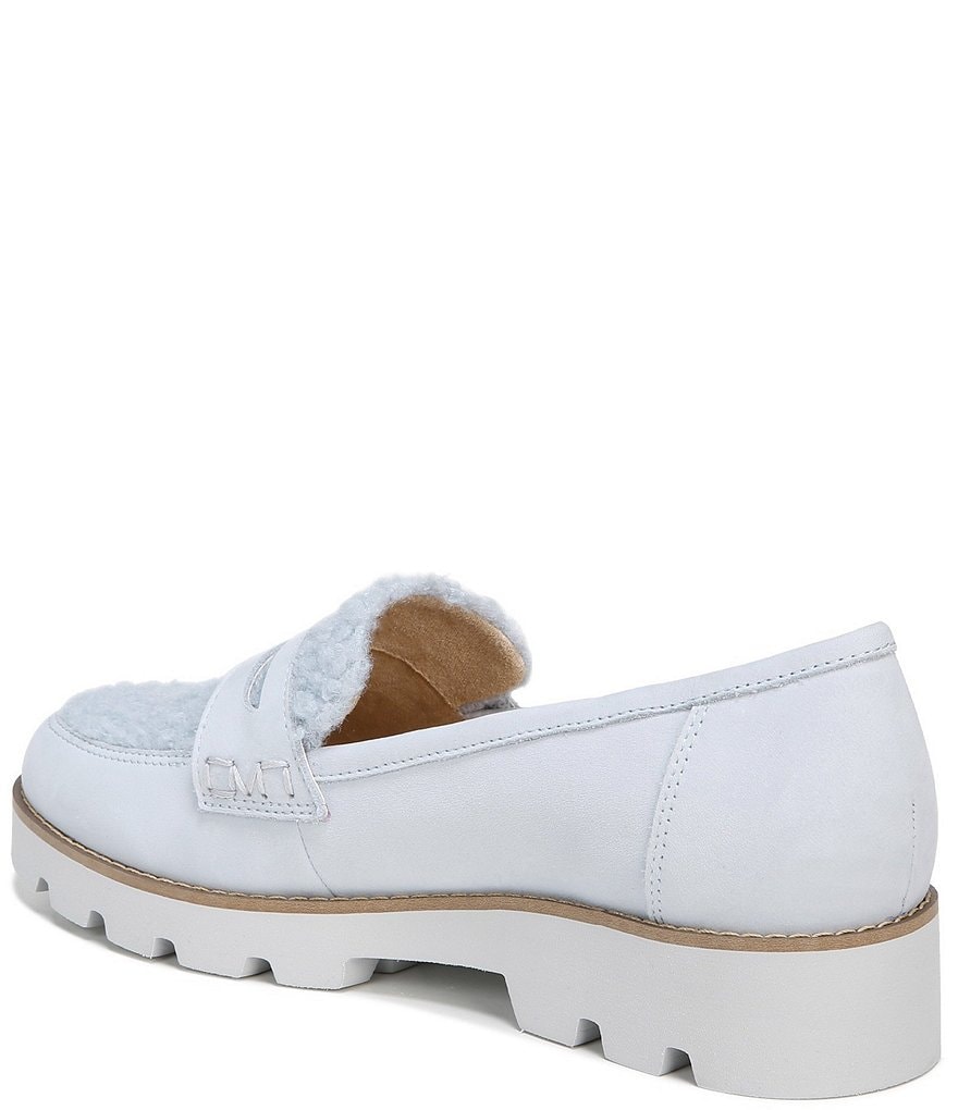 Vionic Cheryl Leather And Faux Curly Shearling Lugged Sole Penny Loafers