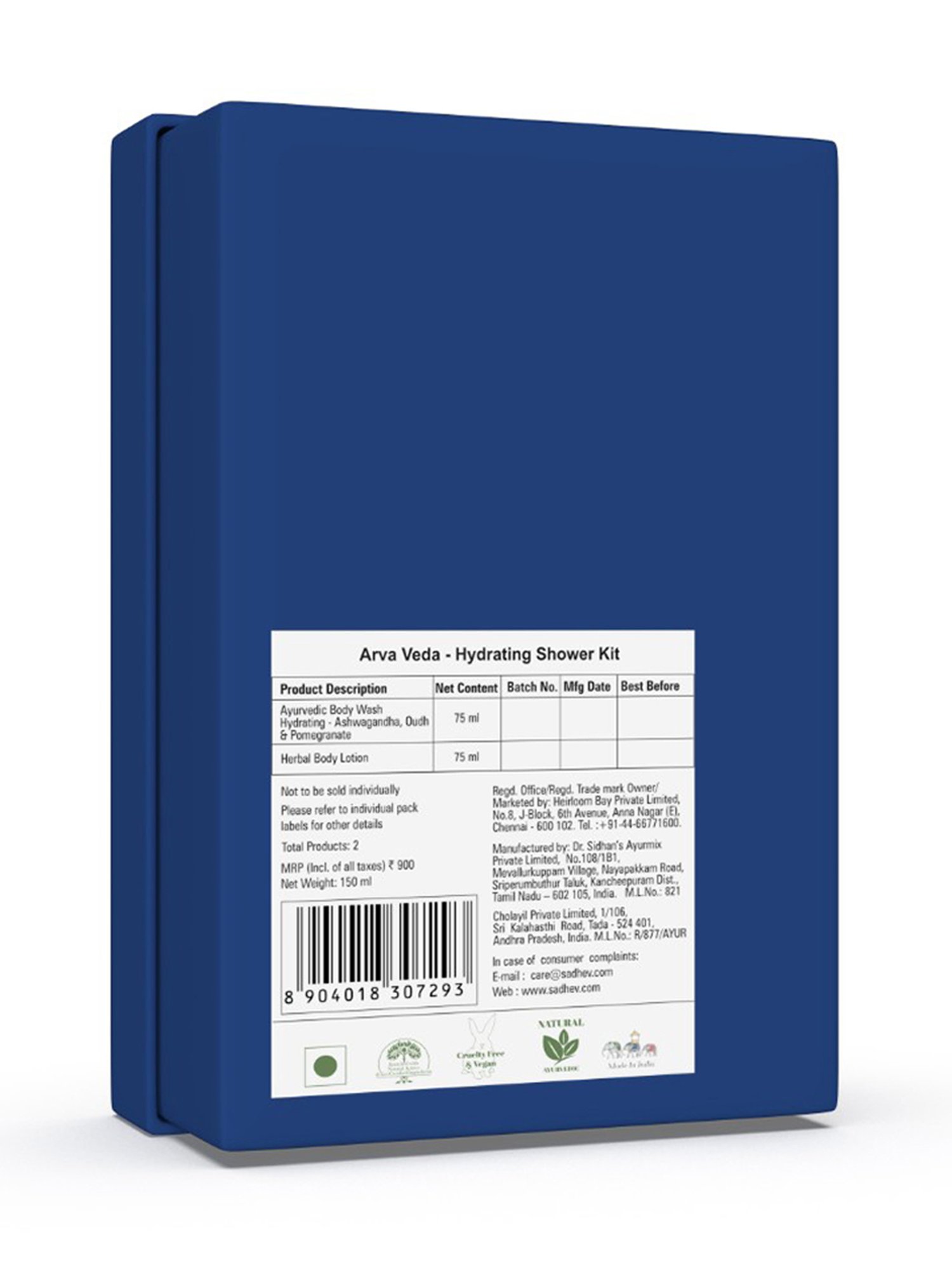 SADHEV Arva Veda - Hydrating Shower Kit