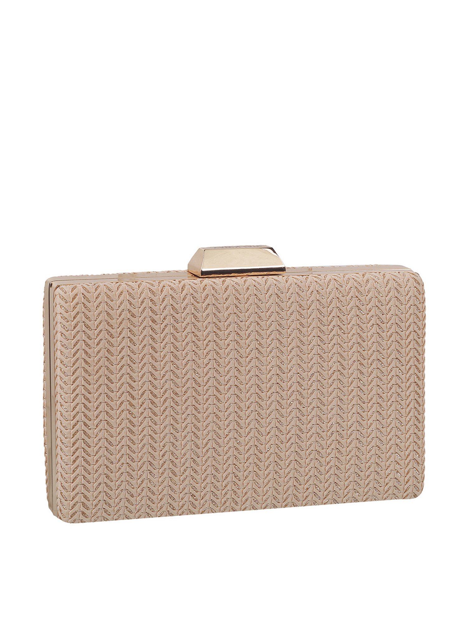 Walkway Golden Synthetic Embroidered Clutch