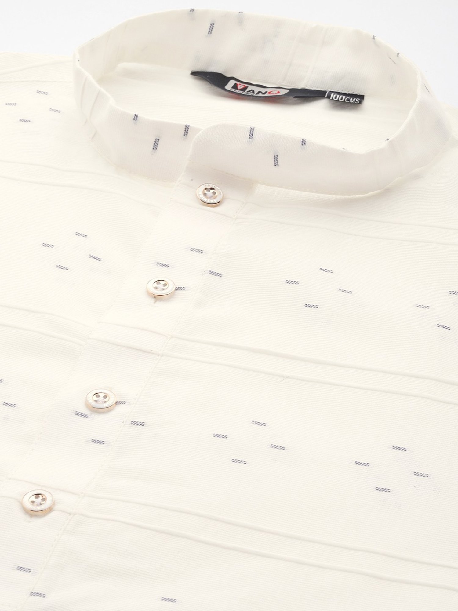 ManQ White Pure Cotton Regular Fit Printed Kurta