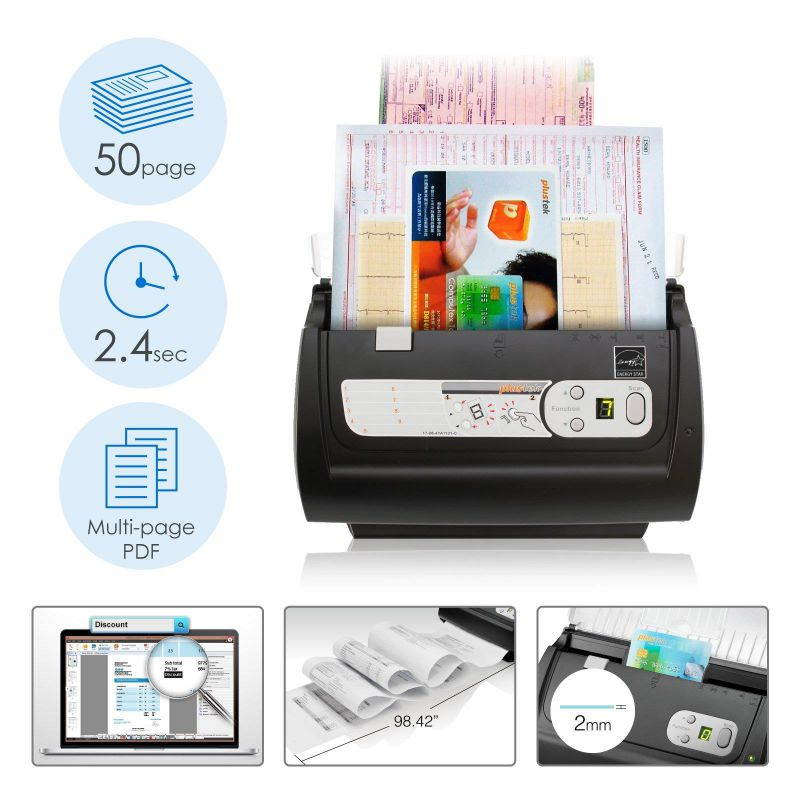 Plustek PS186 Duplex Document Scanner, with OCR & Barcode Scan Function