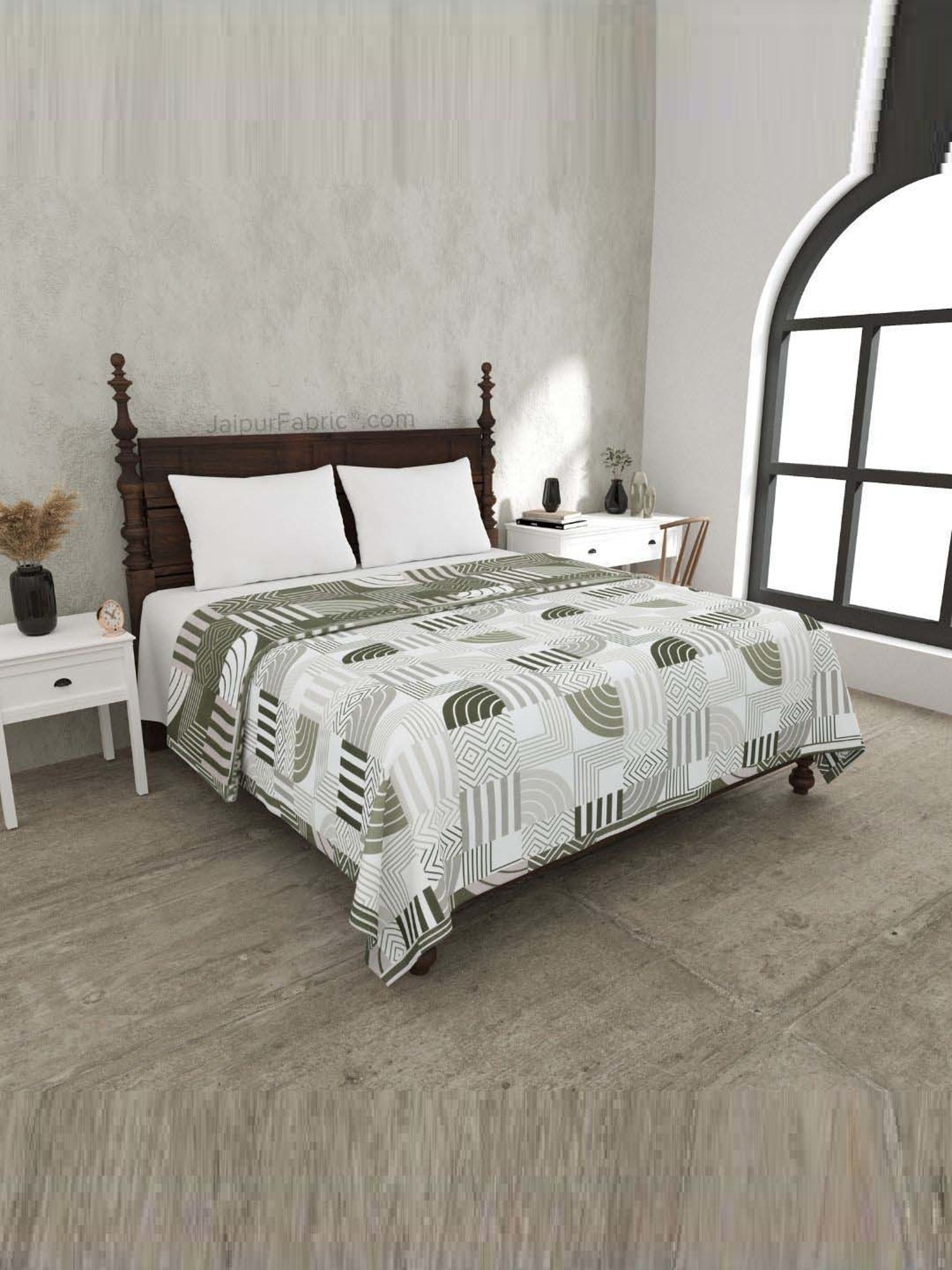 JaipurFabric Moss Green Mulmul Cotton 150 GSM Reversible Ac Dohar