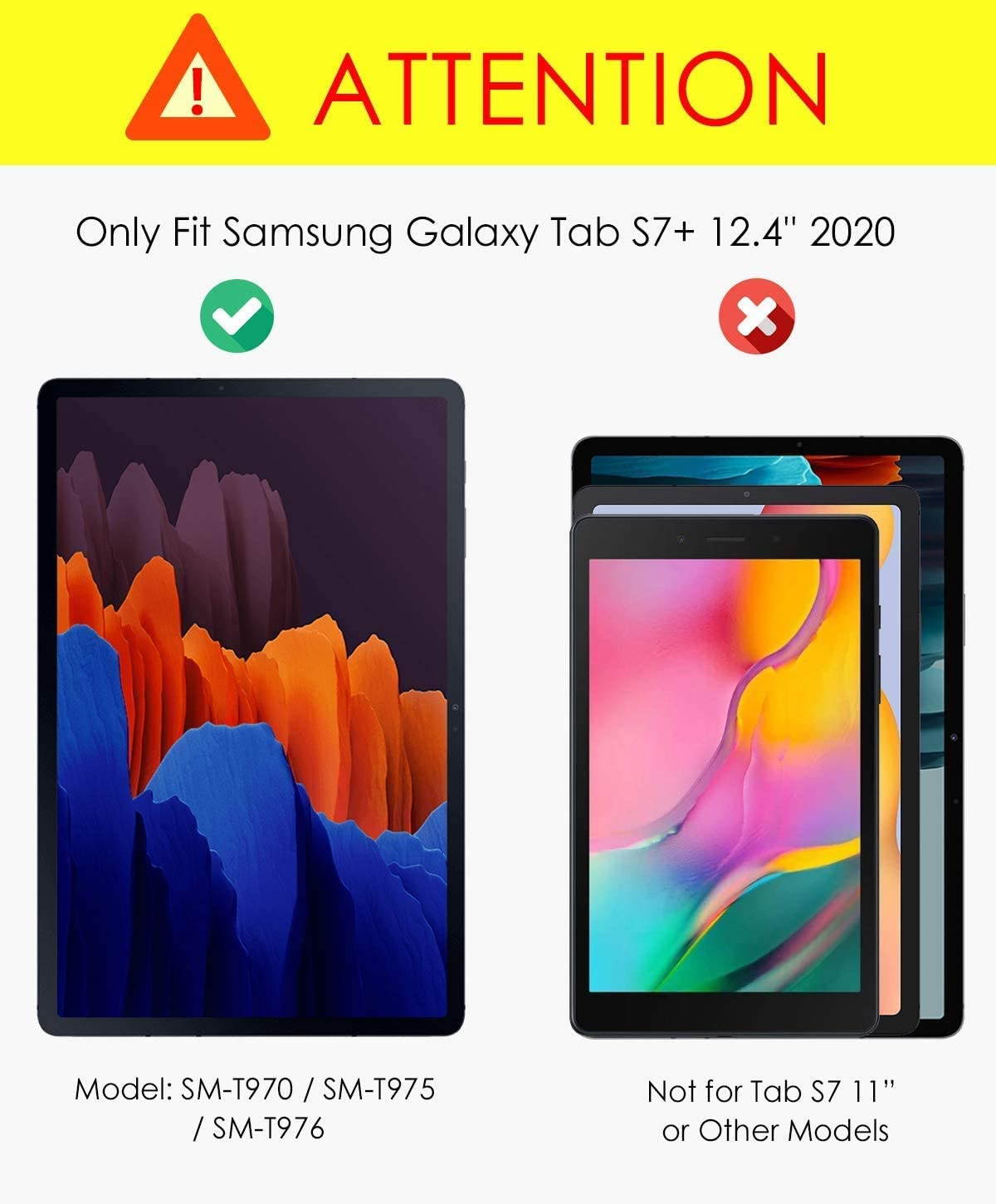 Keyboard Case for Samsung Galaxy Tab S7 Plus 12.4 inch 2020 Removable Wireless Keyboard Trackpad with Leather Cover for Samsung Galaxy Tab S7+ Mdoel SM-T970 / T975 / T976