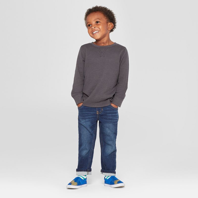 Toddler Boys' Pull-On Straight Jeans - Cat & Jack™ Medium Blue 12 M