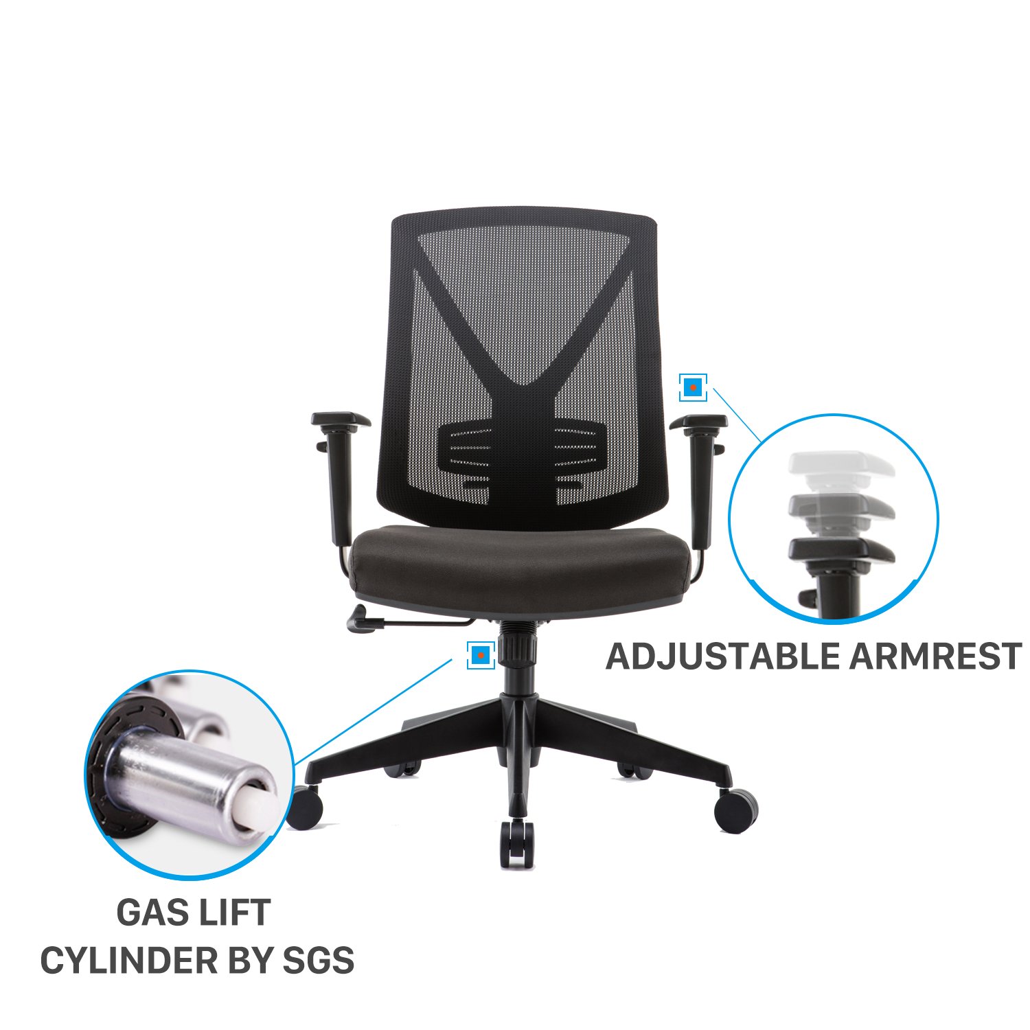 CLATINA XDD3 Series  Ergonomic High Mesh Swivel Desk Chair with Adjustable Height Arm Rest Lumbar Support and Upholstered Back for Home Office