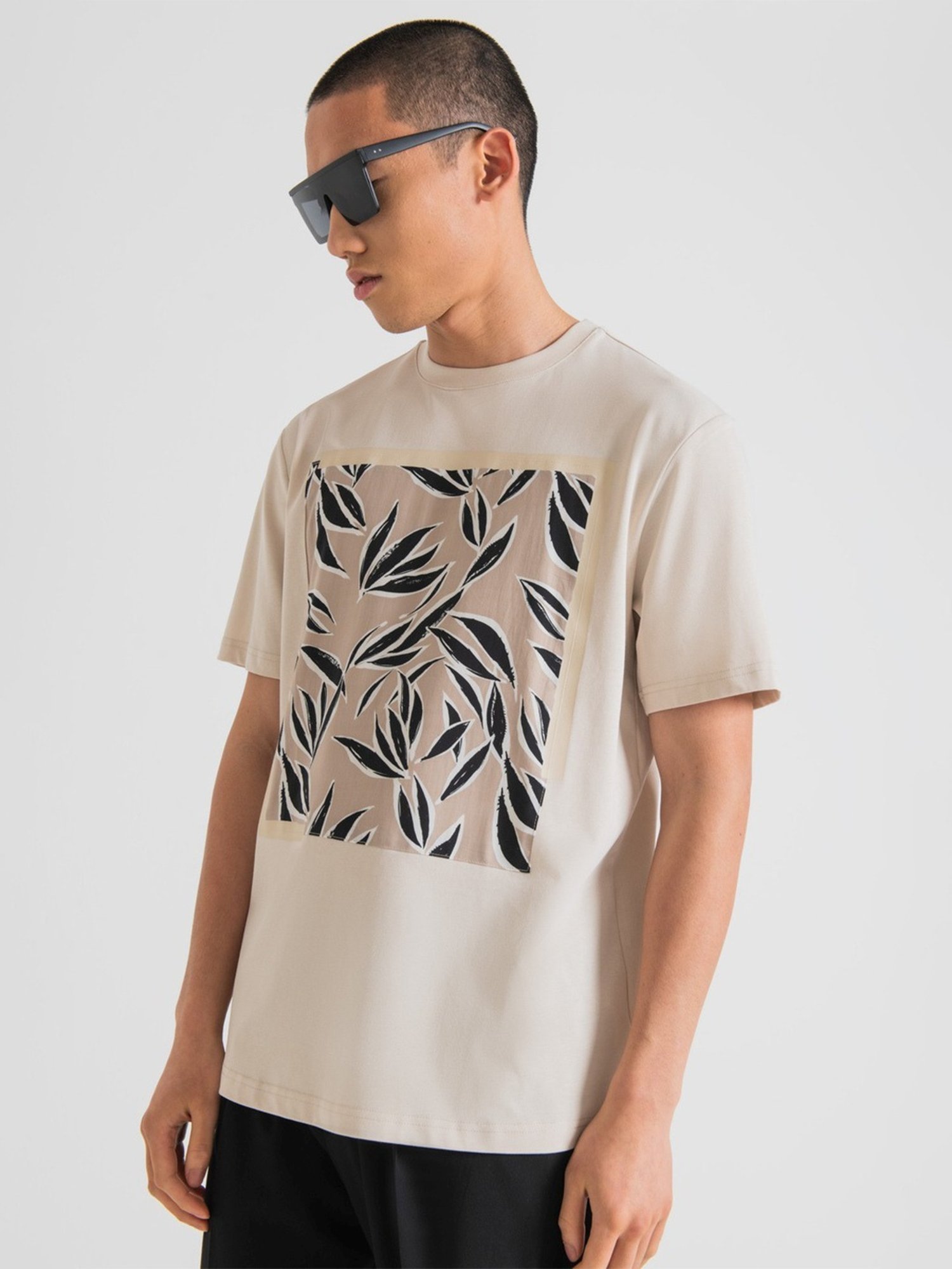 Antony Morato Beige Regular Fit Printed T-Shirt