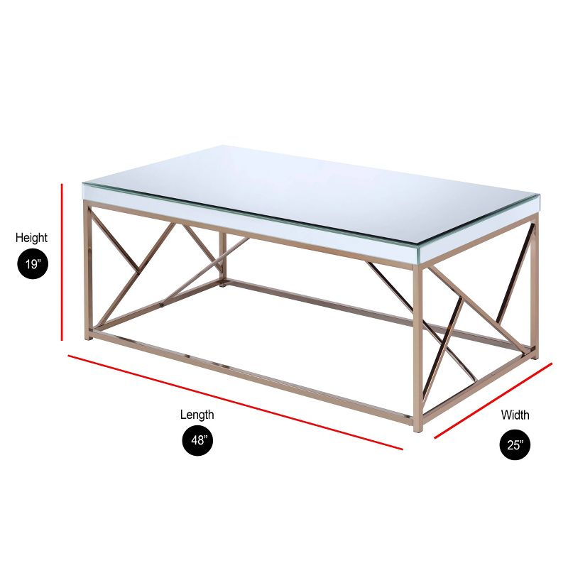 Evelyn Cocktail Table Copper Chrome and Mirror - Steve Silver