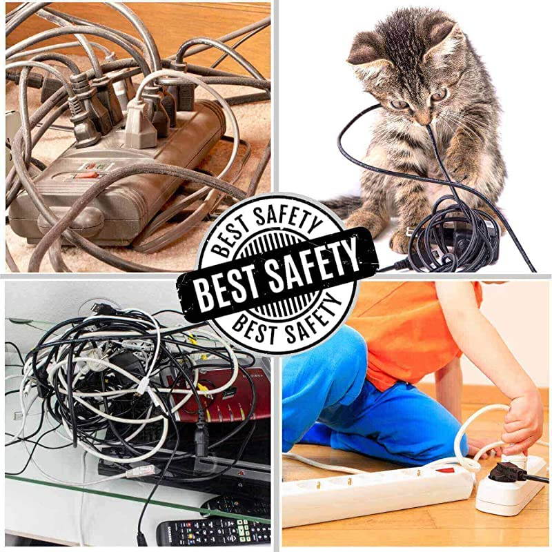 Cable Management Box Cord Organizer and Cover with Cable kit Desk Wall Mounted TV Video Game and Computer Wire Holder Hider Protector with Cable Sleeve Black Edition by  XXL Value