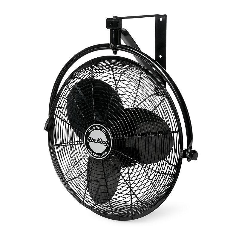 Air King 20 Inch 1/6 Horsepower 3-Speed 90-Degree Adjustable Angle Non-Oscillating Enclosed Workshop Home Garage Steel Wall Mounted Fan, Black
