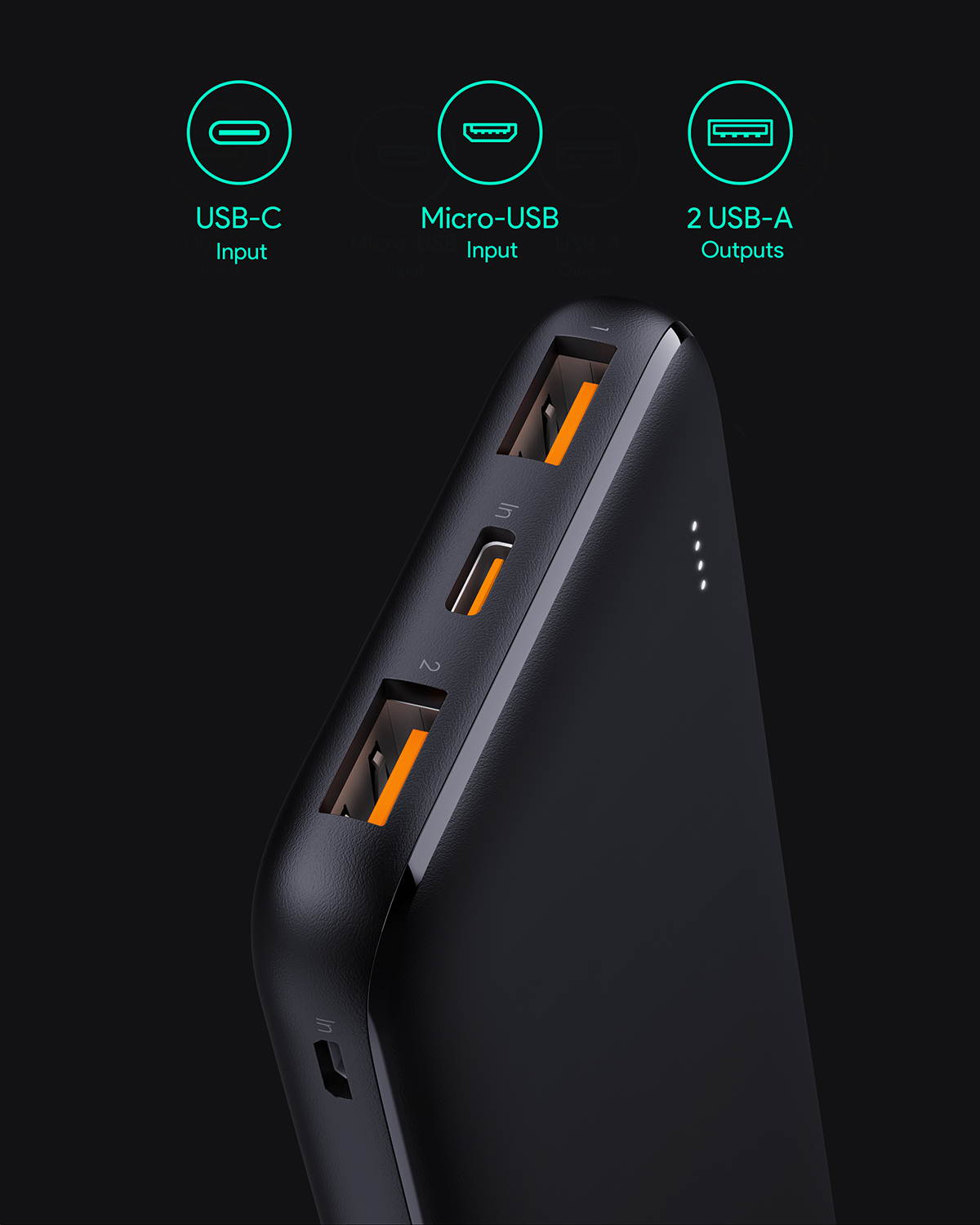 AUKEY USB C Power Bank 10000mAh Portable Charger, Triple Outputs High-Speed External Battery Pack Compatible with iPhone 11/11 Pro/Xs/XS Max/XR, iPad, Samsung, Pixel and More PB-N73