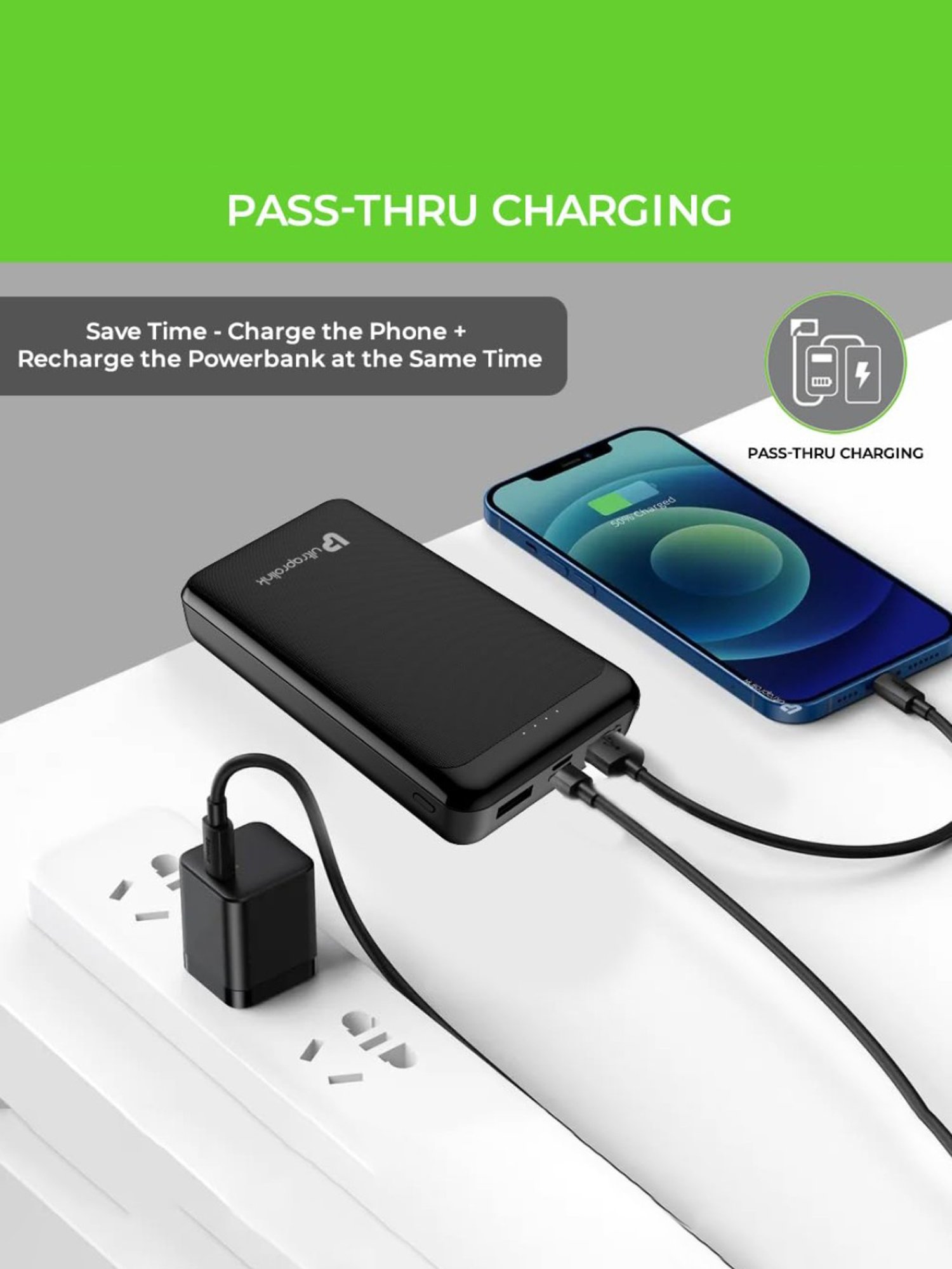 ULTRAPROLINK UM1115 Juice-Up Pronto QC-PD-PPS 10000 mAh Power Bank for Smartphones & Tablets (Black)