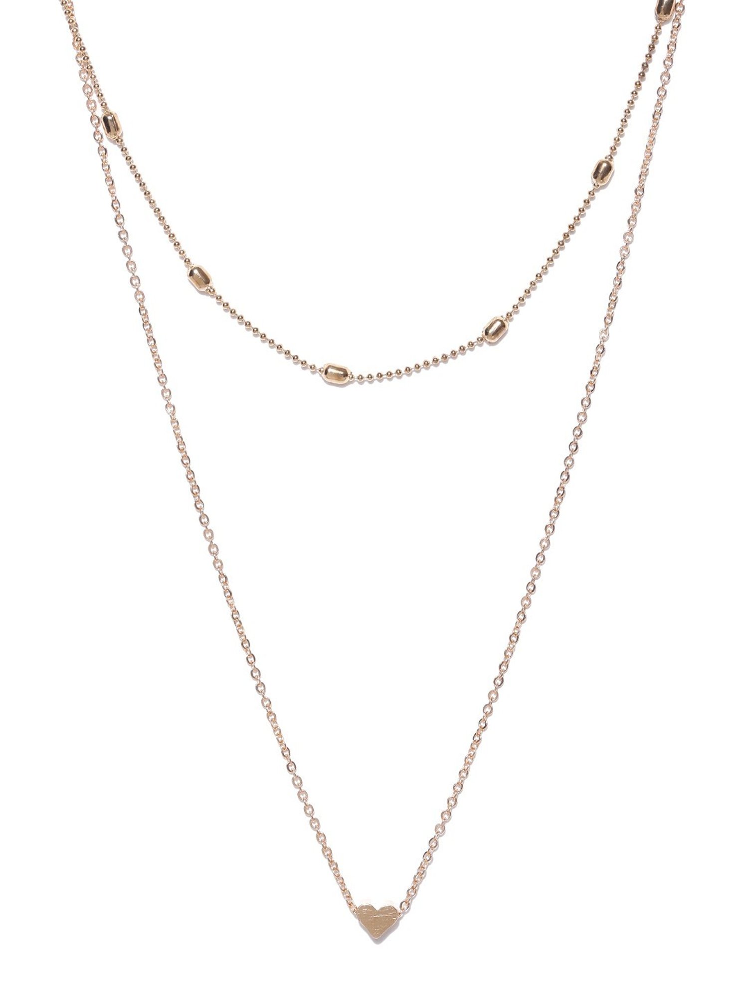 Oomph Jewellery Gold Tone Multi Layer Heart Charm Necklace & Anklet Jewellery Set