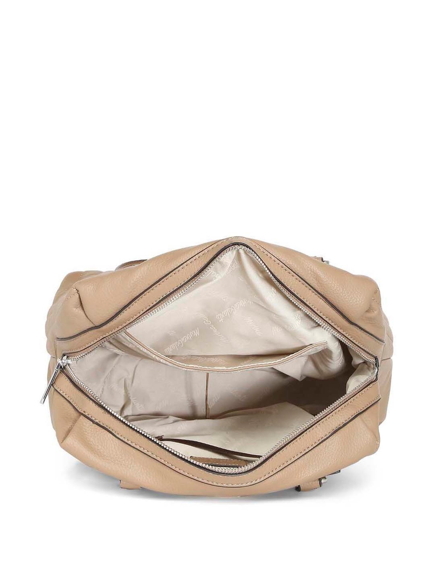 Marina Galanti Beige Textured Medium Bowler Bag