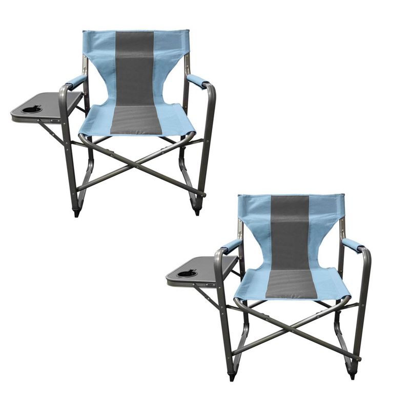 Caravan Canopy Elite Portable Director's Folding Carry Chair, Blue/Grey (2 Pack)