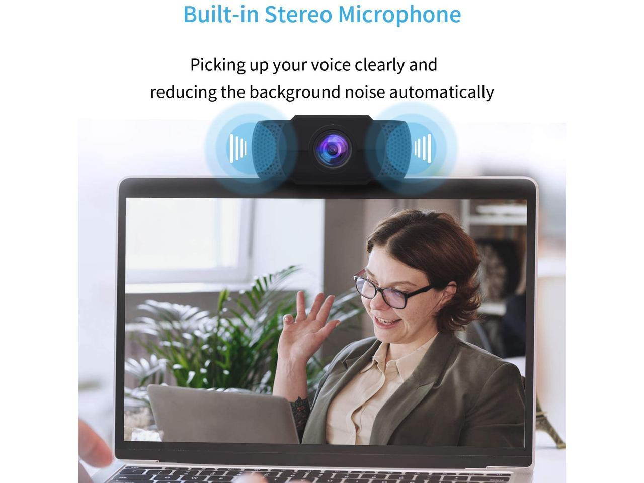 1080P HD Webcam with Microphone, USB 2.0 Camera with Auto Light Correction, Plug and Play, for Video Streaming, Conference, Gaming, Online Classes