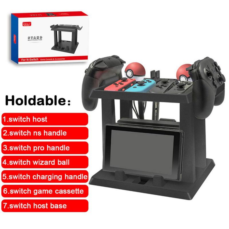 Storage Stand for Nintendo Switch, Storage Stand Controller Holder for Nintendo Switch Accessories and 2 Poke Ball Plus Controllers
