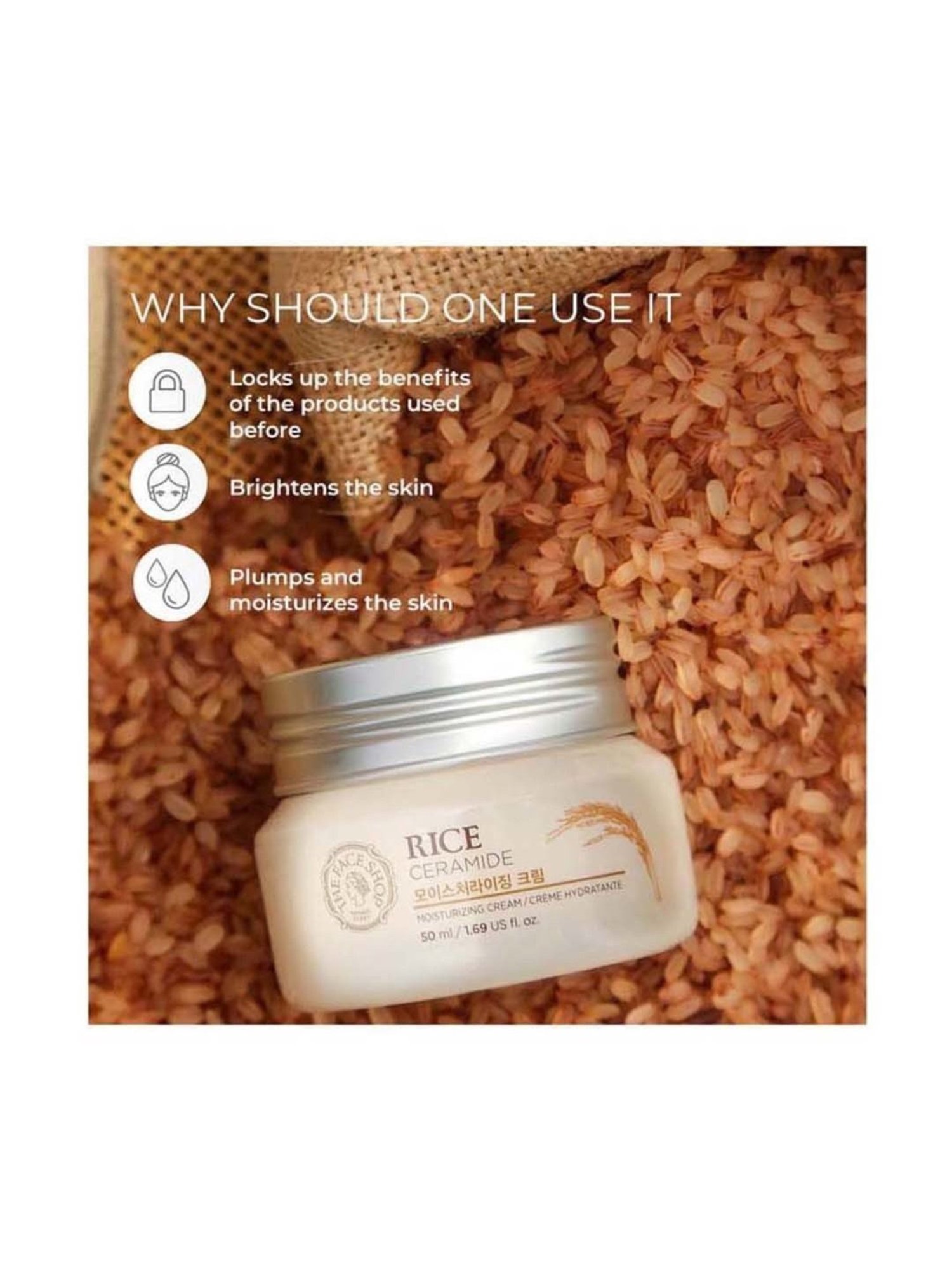 The Face Shop Rice & Ceramide Moisturizing Cream for Brightening & Strengthening - 50 ml