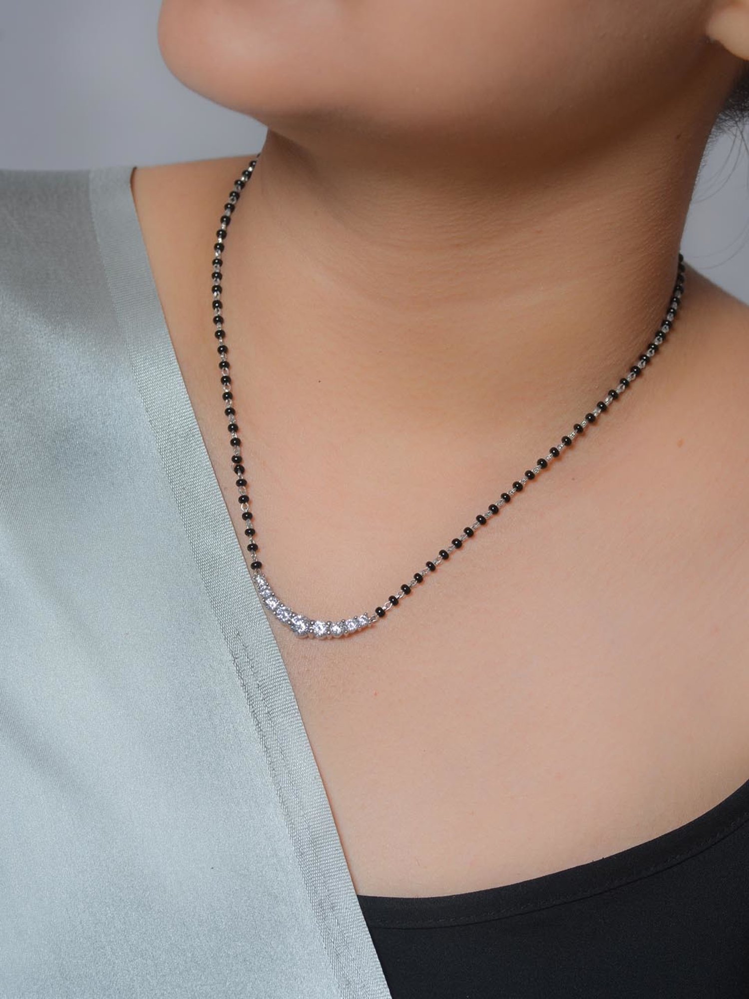 925 Silver AAA Grade American Diamond Modern Design Mangalsutra for Women