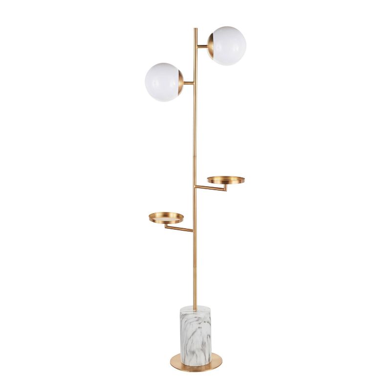 Butler Contemporary/Glam Floor Lamp with Metal Marble Base Gold (Includes LED Light Bulb) - LumiSource