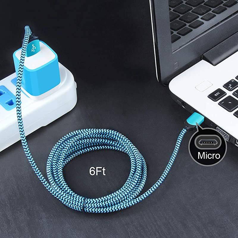 Phone Charger Micro Cable Set,4pack Wall Plug 1A/5V Power Adapter with 6ft Nylon Braided Fast Charging Micro USB Cord Compatible Samsung Galaxy S7 S6 Edge S4 Note 5,Moto G5 Plus E4 G6 Play,HTC