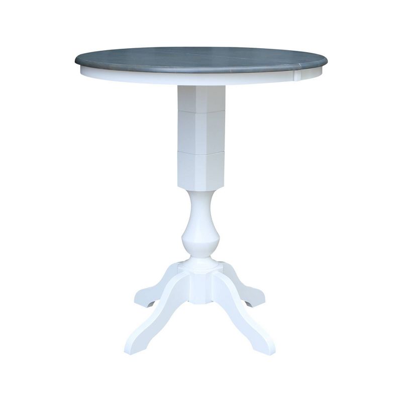 36" Round Extendable Dining Table with 2 X Back Stools White/Heather Gray - International Concepts