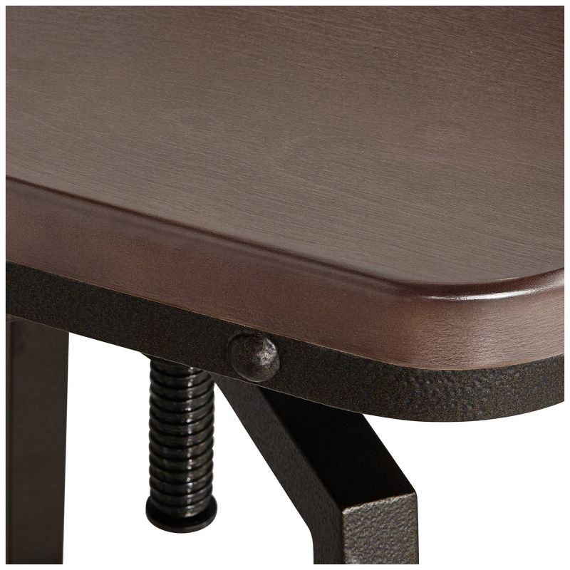 Elm Lane Roark Dark Wood and Bronze Adjustable Swivel Barstool