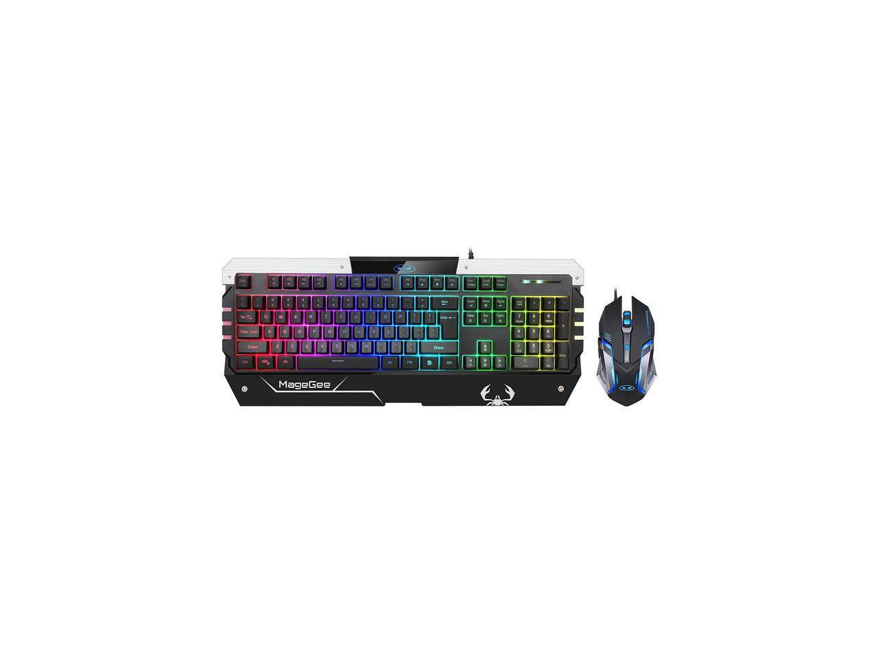USB RGB Gaming Keyboard and Mouse Combo, GT817 104 Key Rainbow Backlit Keyboard and Mouse Set, Computer Keyboard USB Wired Mouse for Windows PC Gamers (RGB Backlit)