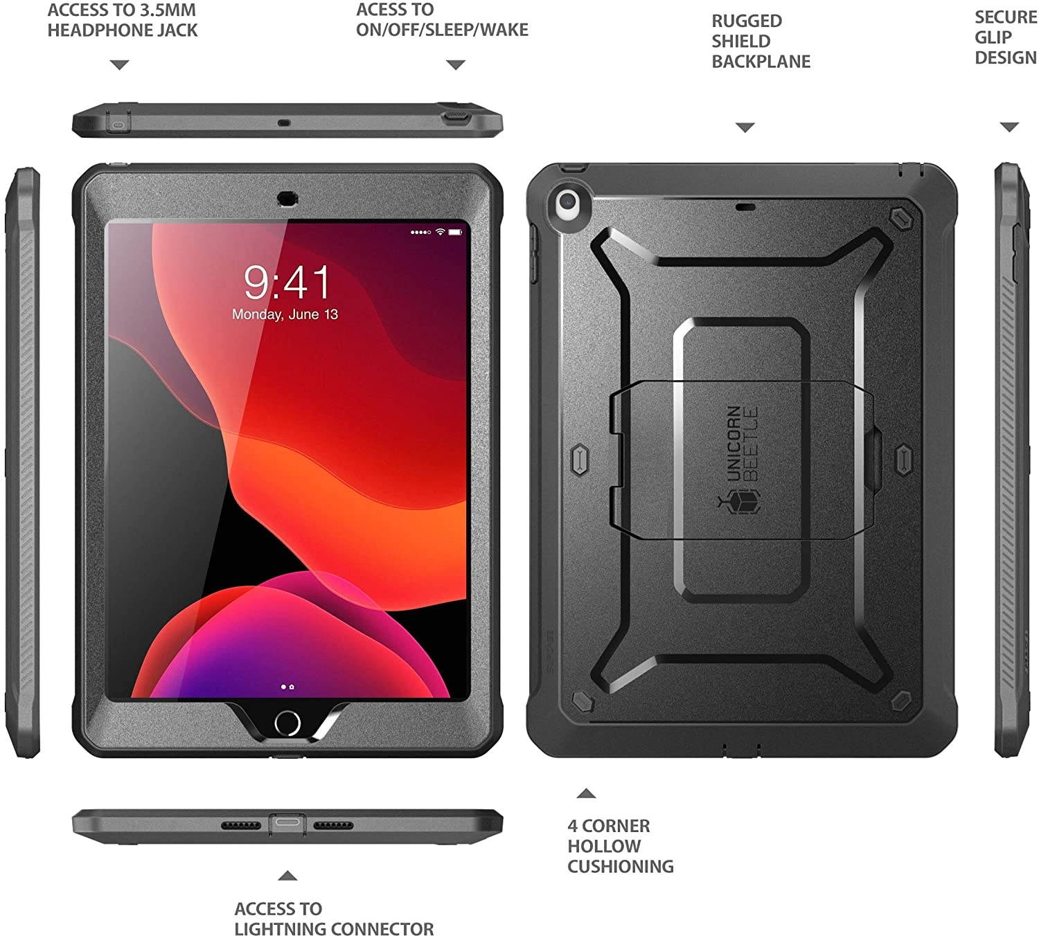 For iPad 10.2 Case 7th Generation (2019 Release) SUPCASE UB PRO Full-body Rugged Cover with Built-in Screen Protector&Kickstand