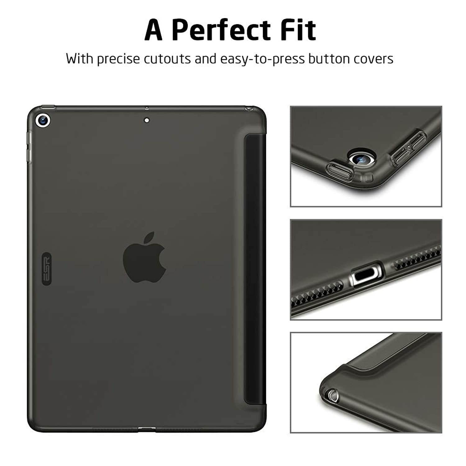 ESR Rebound Slim Smart Case for iPad 10.2 2019, Black + Navy Blue