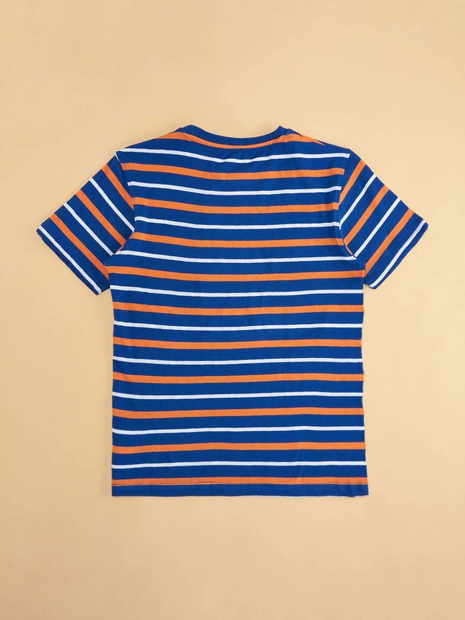 Pantaloons Junior Blue & Orange Cotton Printed T-Shirt