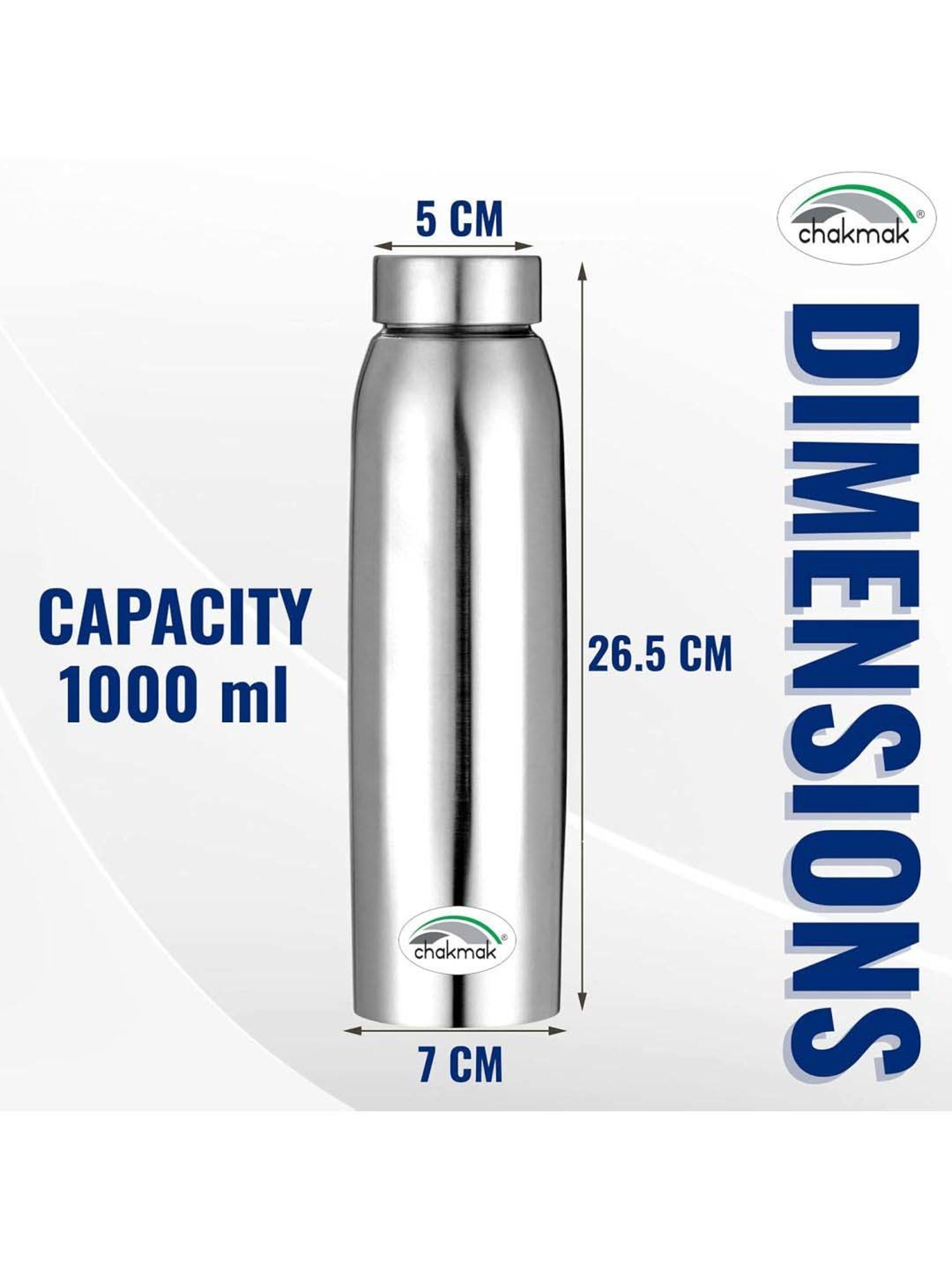 Chakmak Silver Stainless Steel Water Bottle - Set of 6