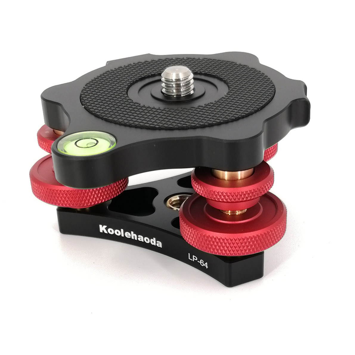 koolehaoda Leveler with Bubble Level LP-64 for Tripod 3/8 Mounting Screw 3 Adjustment Dials for Camera Tripod