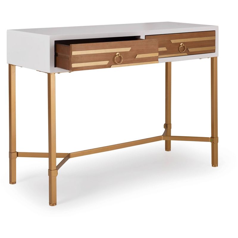 Jupiter Desk Console Table White/Gold - Adore Decor