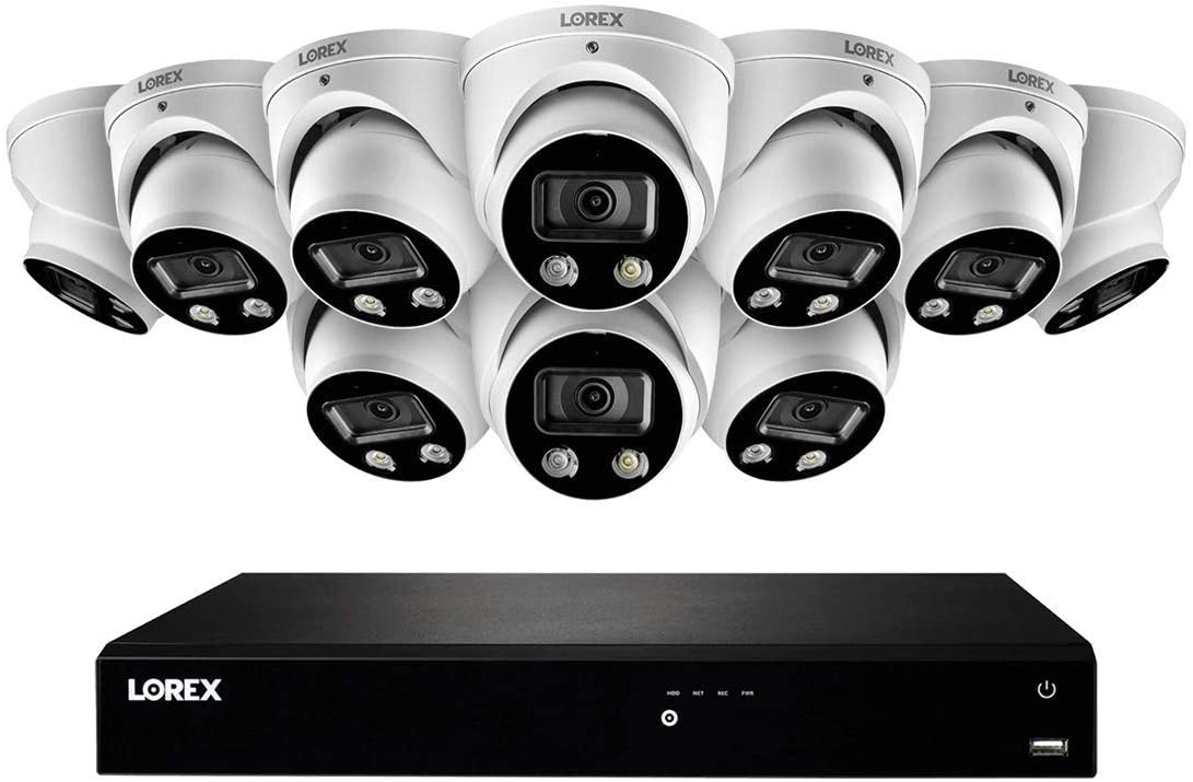 Lorex N4K3SD-1610WD 4K Smart Deterrence 16 Channel Surveillance System w/ N862A63B 4K 3TB Fusion NVR and 10 E892DD 4K Smart Deterrence Dome Cameras