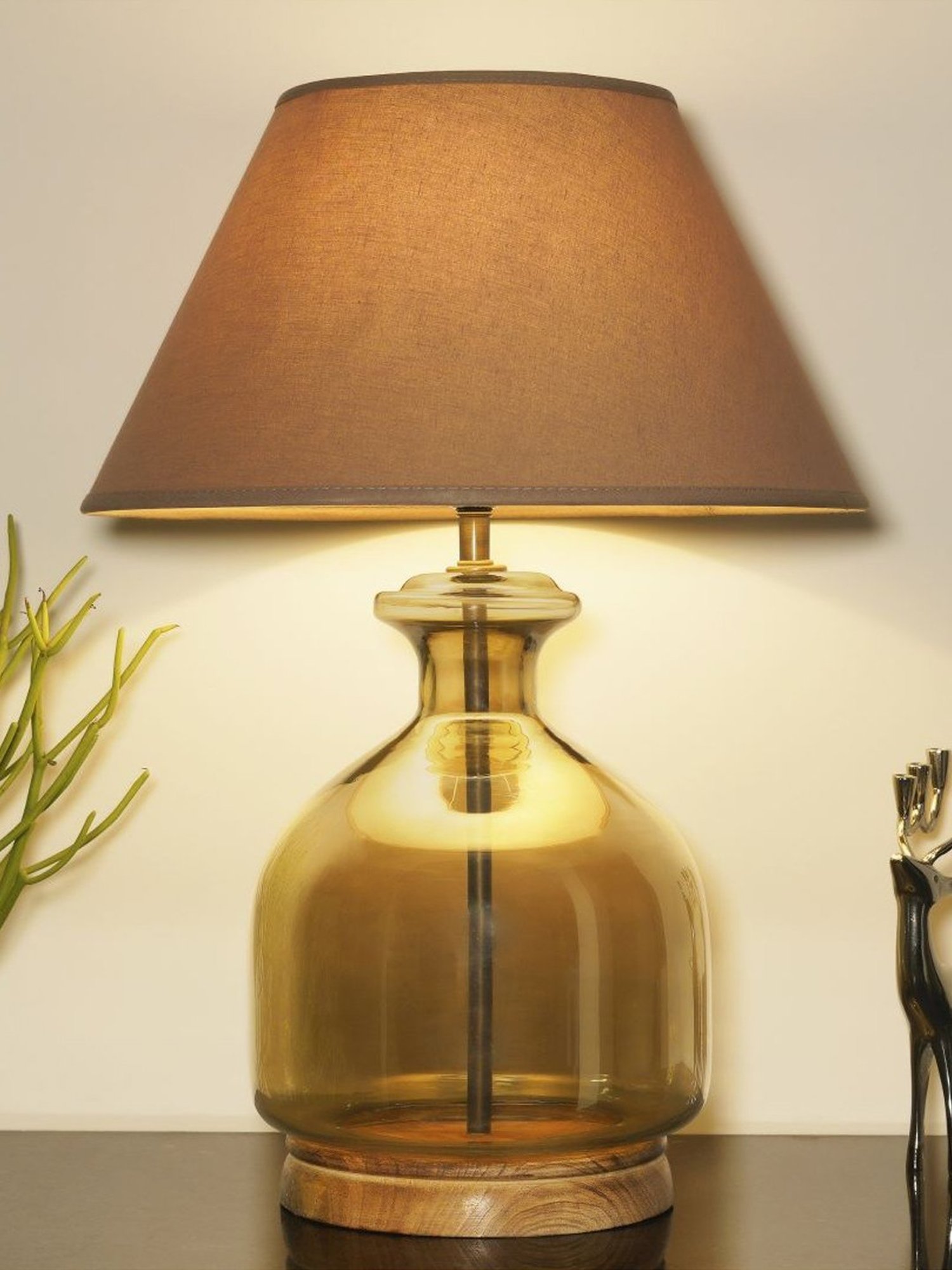 Kapoor Lamp Shades Smoke & White Glass Alper Luster Table Lamp