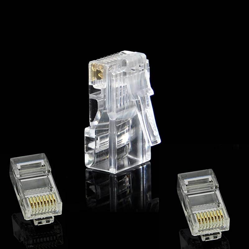 Cat6 Cat5 Connector Gold Plated 8P8C Ethernet Pass Through Plug50Pack