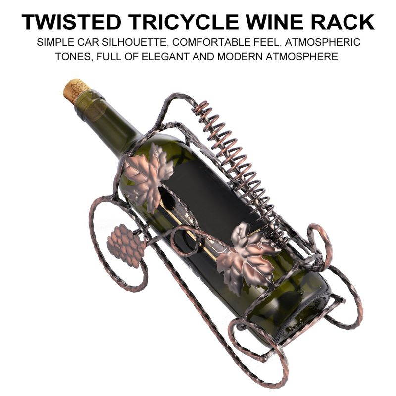 Grape Wine Bottle Rack Iron Ornament Funny Creative Craft Grape Leaf Ornament Wine Bottle Rack for Home Bar (Bronze)
