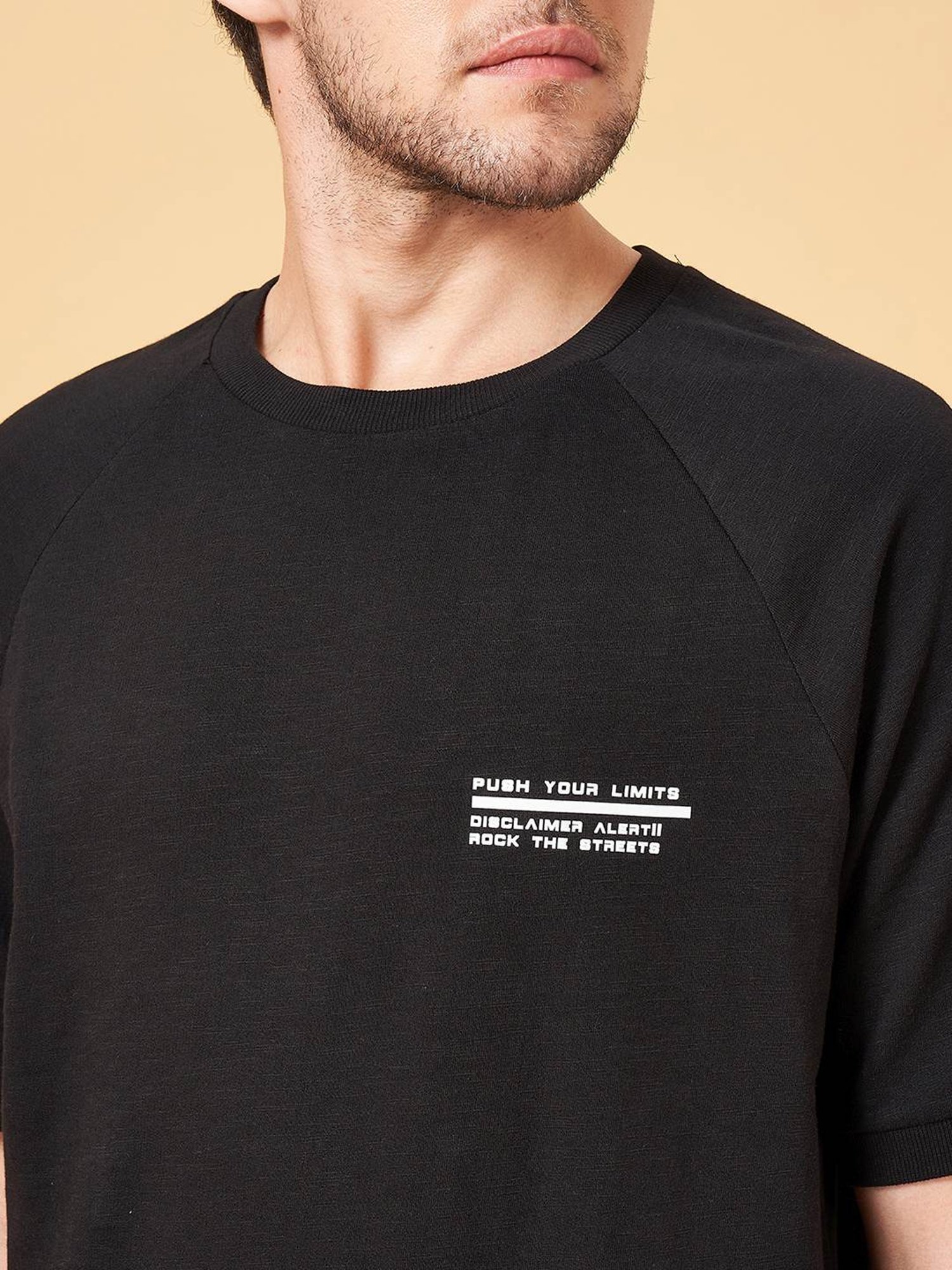 Street 808 By Pantaloons Black Cotton Regular Fit T-Shirt