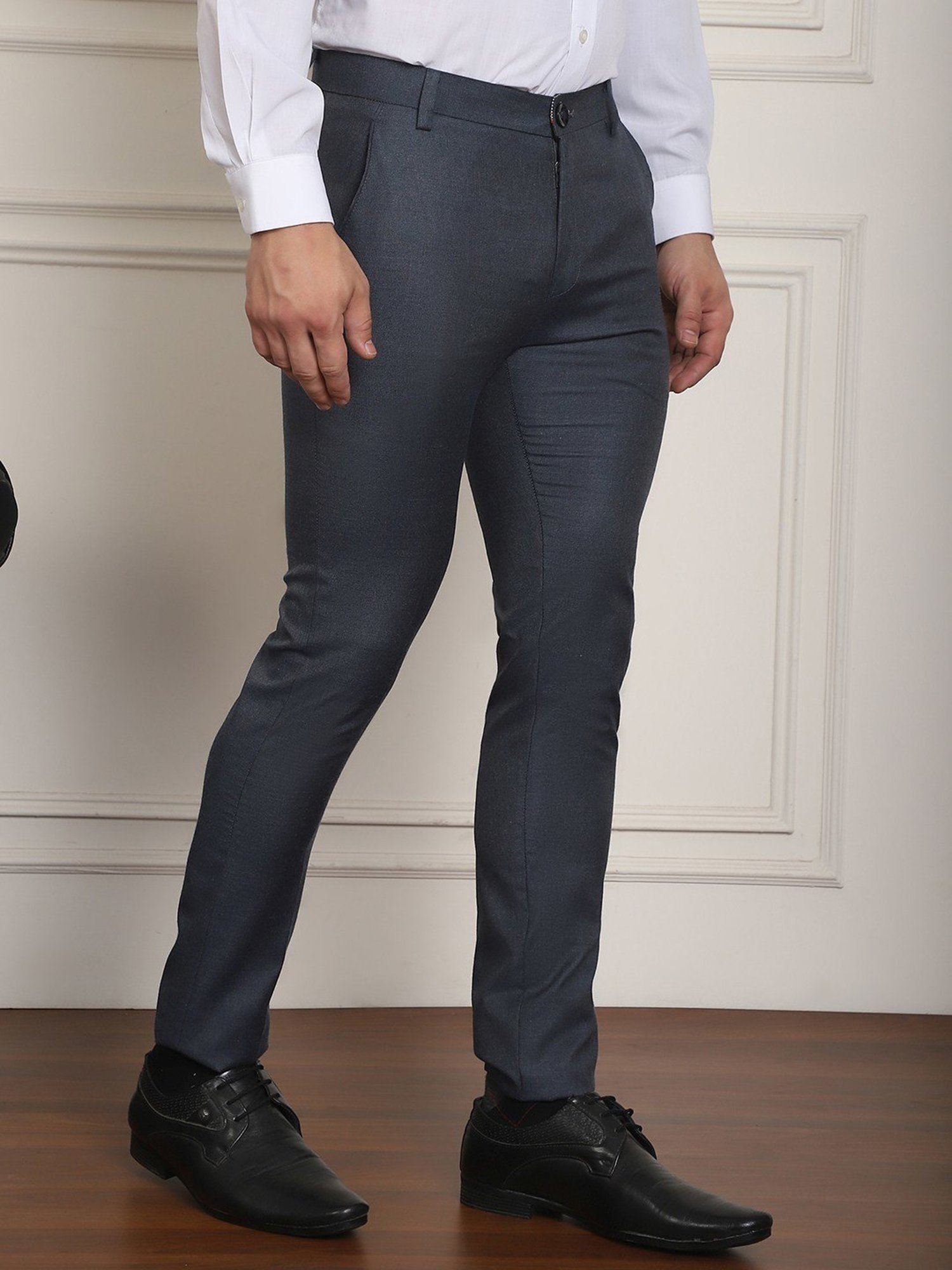 Jainish Charcoal Tapered Fit Trousers