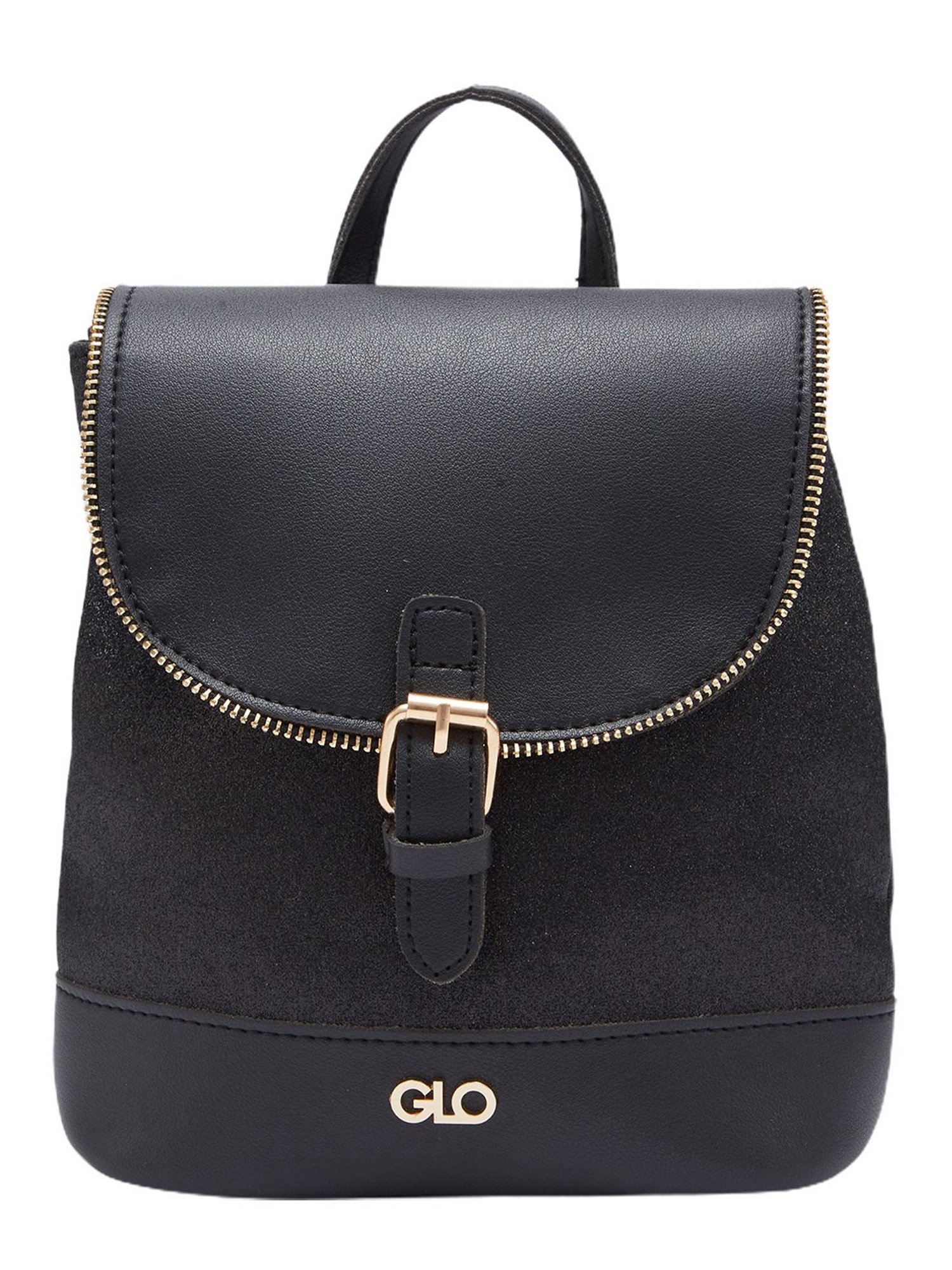 Globus Women Black Textured Vegan Leather Backpack